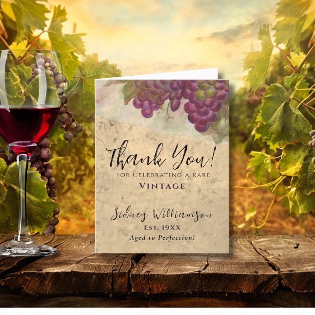 Cartão De Agradecimento Elegante Vintage Birthday Personalizado Obrigado (Criador carregado)