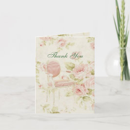 Cartão De Agradecimento elegante vintage rosa rosa rosa obrigado do casame