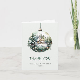 Cartão De Agradecimento Elegante Watercolor Enfeites de natal Corporate