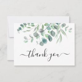 Cartão De Agradecimento Elegante Watercolor Eucalyptus Greenery Script
