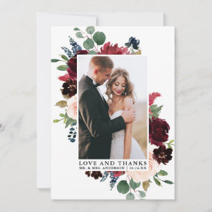 Cartão De Agradecimento Elegante Watercolor Floral Greenery Obrigados de A