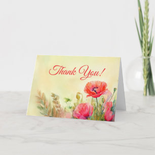 Cartão De Agradecimento Elegante Watercolor Poppp Obrigado