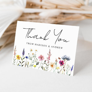 Cartão De Agradecimento Elegante Wildflower Meadow