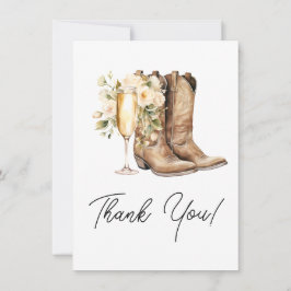 Cartão De Agradecimento Elegantes Botas e Bridal Shower Bubbly