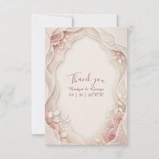 Cartão De Agradecimento Elegantes Flores Camadas de Rosa em Vellum para Ca