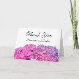 Cartão De Agradecimento Elegantes flores de hortênsias rosa roxo