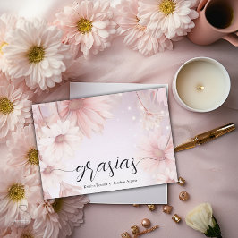 Cartão De Agradecimento Elegantes Flores de Margarita rosa