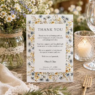 Cartão De Agradecimento Elegantes Flores Silvestres de Jardim Casamento Ob