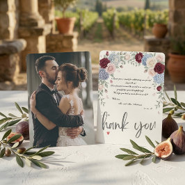 Cartão De Agradecimento Elegantes Fotos de Rosas Bordeaux para Casamento
