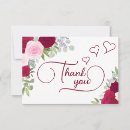 Cartão De Agradecimento Elegantes Rosas Boho Rosa e Magenta Chá de Noiva