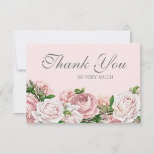 Cartão De Agradecimento Elegantes Rosas Rosa Água-marinha Obrigado