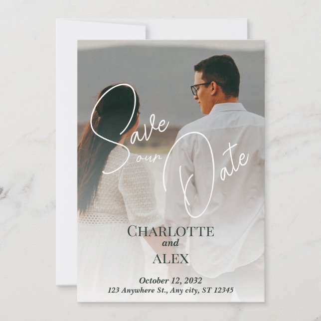 Cartão De Agradecimento Elegent Save the Date Announcement (Frente)
