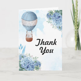 Cartão De Agradecimento Elephant Hot Air Balloon Blue Hydrangea foto