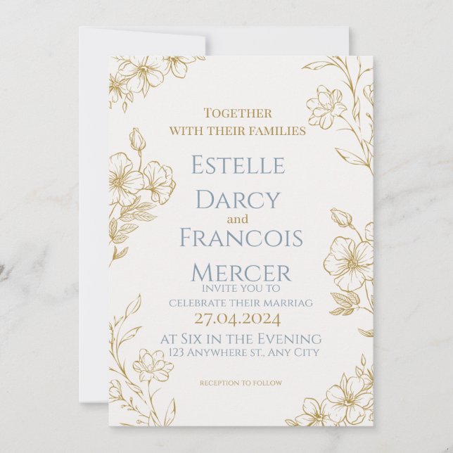 Cartão De Agradecimento Elgant customizable wedding invitation (Frente)