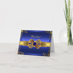 Cartão de Agradecimento Elite Elegante Azul Dourad