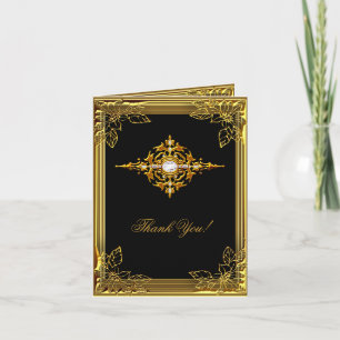 Cartão de Agradecimento Elite Preto Dourado Elegan