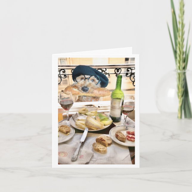 Cartão De Agradecimento Ella Bella Banana brings a baguette (Frente)