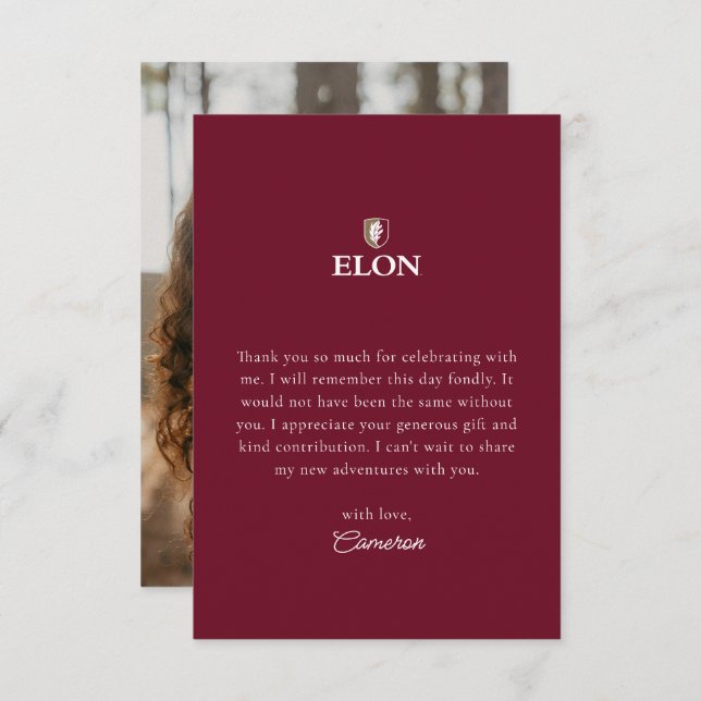 Cartão De Agradecimento Elon | Formando 20XX (Frente/Verso)