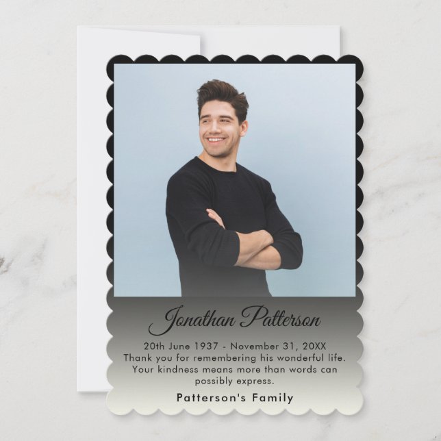 Cartão De Agradecimento Em Adorar Memória Foto Simpatia Funeral Obrigado (Frente)