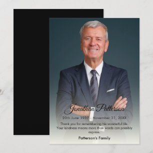 Cartão De Agradecimento Em Adorar Memória Foto Simpatia Funeral Obrigado