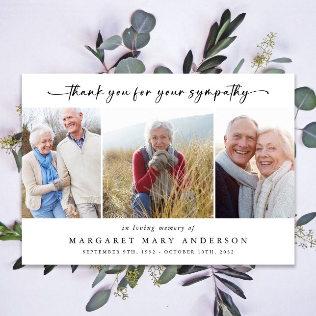 Cartão De Agradecimento Em Adorar Memória Três Fotos Simpatia Funeral (Criador carregado)