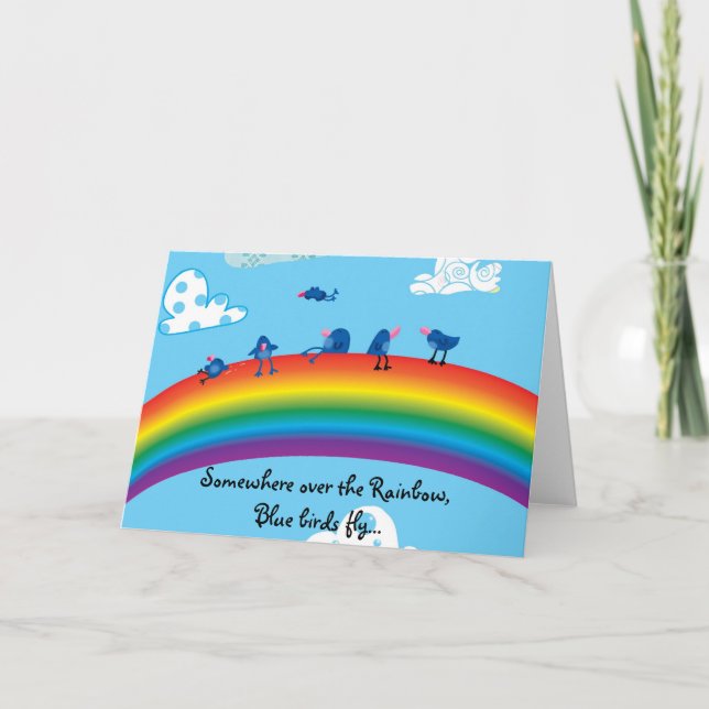 Cartão De Agradecimento Em algum lugar sobre o arco-íris (Frente)