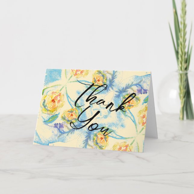 Cartão de agradecimento em aquarela em branco com  (Frente)