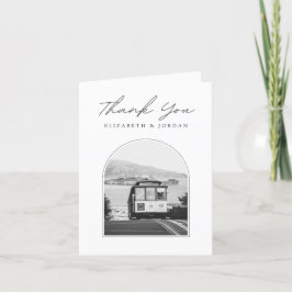 Cartão de agradecimento em branco com foto do bond