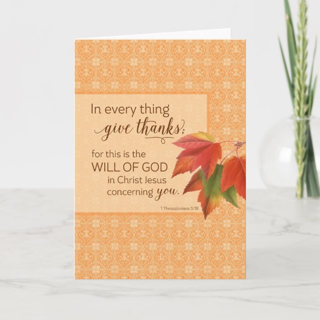 Cartão De Agradecimento Em Cada Coisa Dá Obrigados - 1 Coisa. 5:18 (Frente)