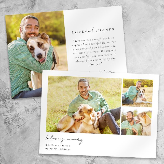 Cartão De Agradecimento Em Memória Adorável Múltipla Carga de Foto (Criador carregado)