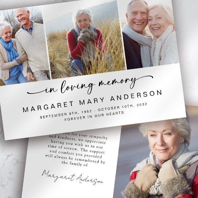 Cartão De Agradecimento Em memória de amor | Quatro Fotos Simpatia Funeral (Criador carregado)