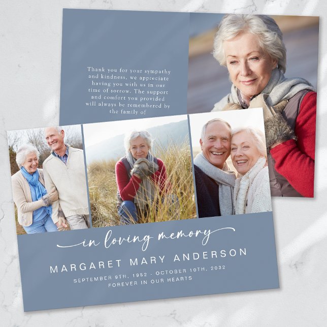 Cartão De Agradecimento Em memória de amor | Quatro Fotos Simpatia Funeral (Criador carregado)