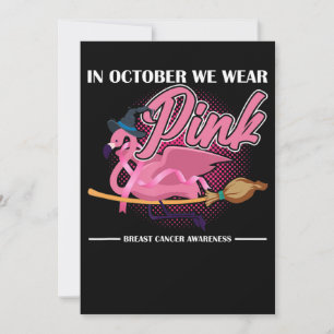 Cartão De Agradecimento Em outubro Vestimos Pincel Flamingo Rosa