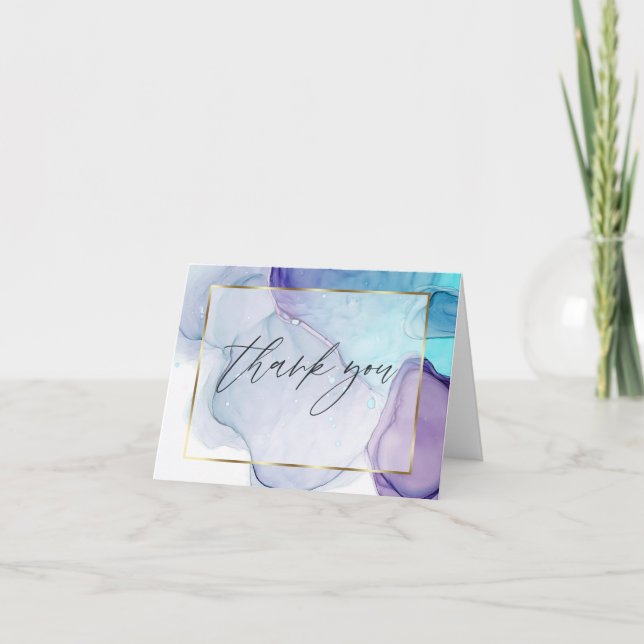 Cartão de agradecimento em tinta alcoólica abstrat (Frente)