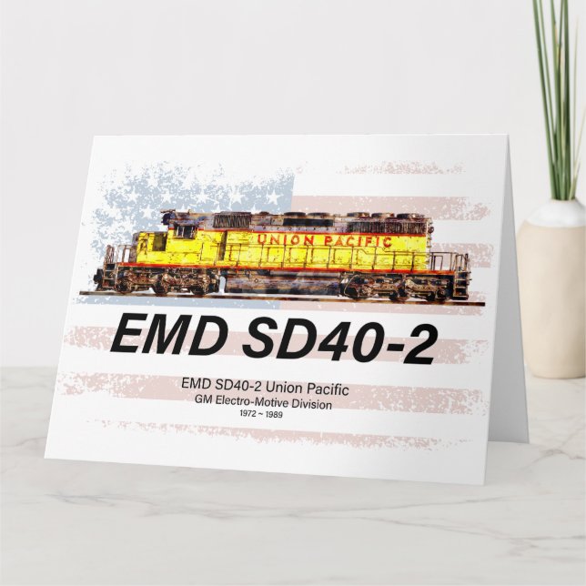 Cartão De Agradecimento EMD SD40-2 Locomotiva Diesel. bandeira americana (Frente)