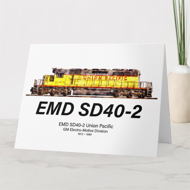 Cartão De Agradecimento EMD SD40-2 Locomotiva Diesel. União do Pacífico (Frente)