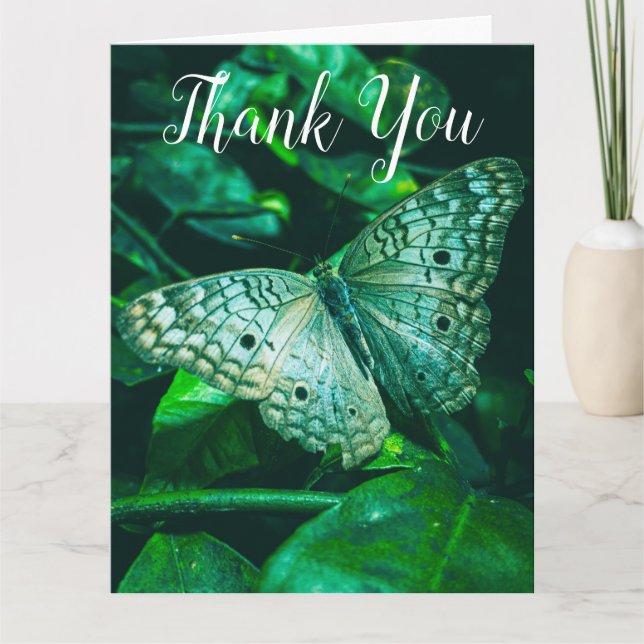 Cartão De Agradecimento Emerald Green Butterfly - Large Thank You Card (Frente)