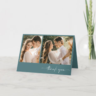 Cartão De Agradecimento Emerald Green - Duas Fotografias Elegantes - Obrig