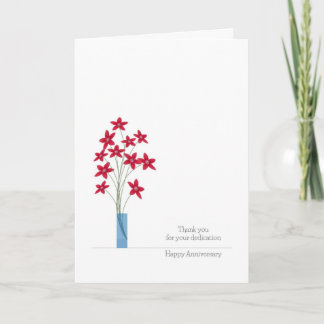Cartão De Agradecimento Employee Anniversary Cards, Cute Red Flowers