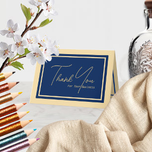 Cartão De Agradecimento Empresa moderna de tonalidade/Marinho