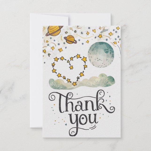Cartão De Agradecimento Encantador Mystical Heaven Celestial (Frente)