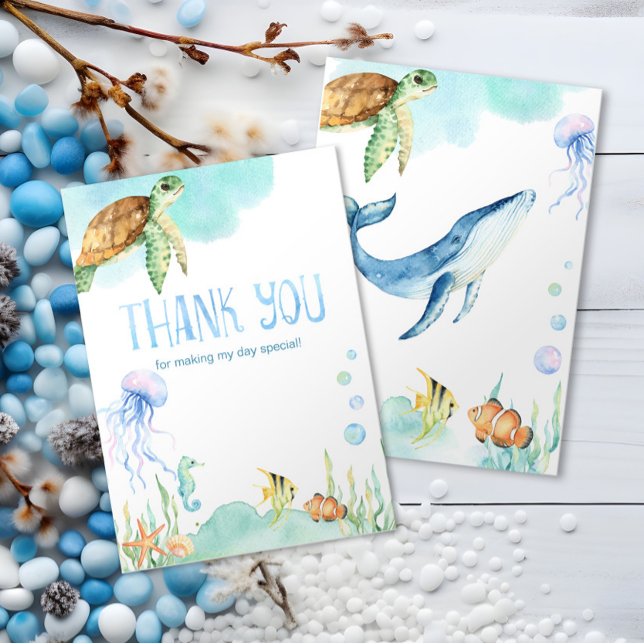 Cartão De Agradecimento Encantando Sob O Mar Amigos Do Oceano Obrigado (Criador carregado)