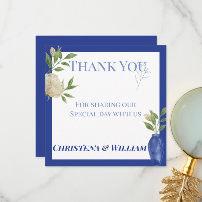 Cartão De Agradecimento Enchanted Blue Garden Thank You (Frente/Verso In Situ)