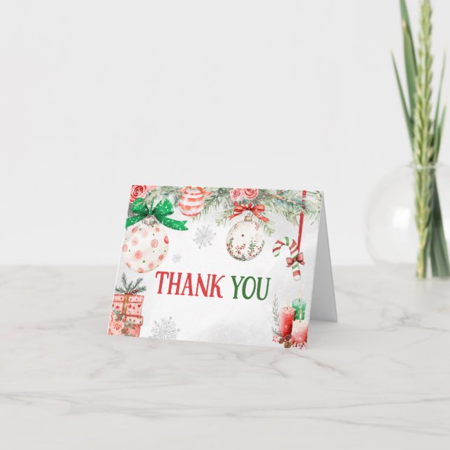 Cartão De Agradecimento Enfeites de natal Chá de fraldas de inverno (Frente)