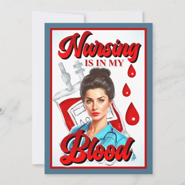 Cartão De Agradecimento Enfermagem no meu sangue (Frente)