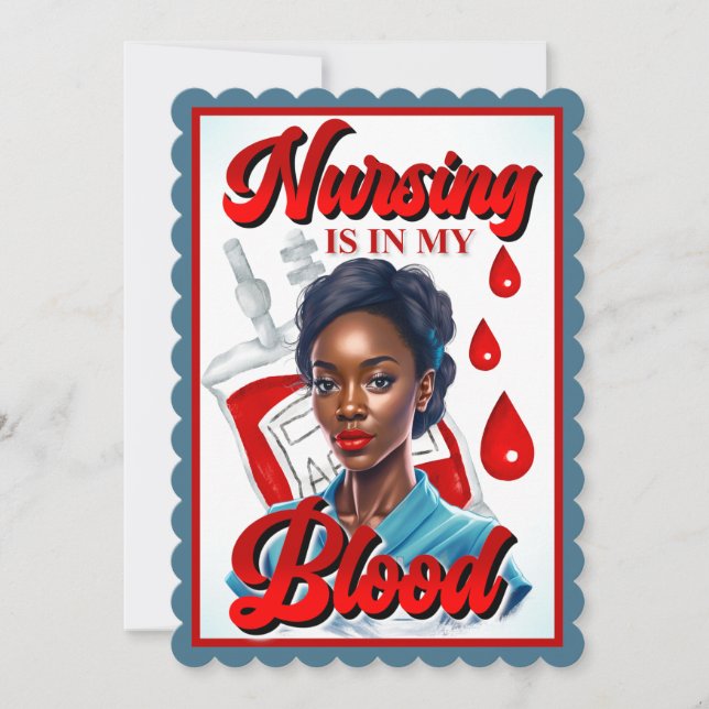 Cartão De Agradecimento Enfermeira bonita Pinup está no meu sangue (Frente)