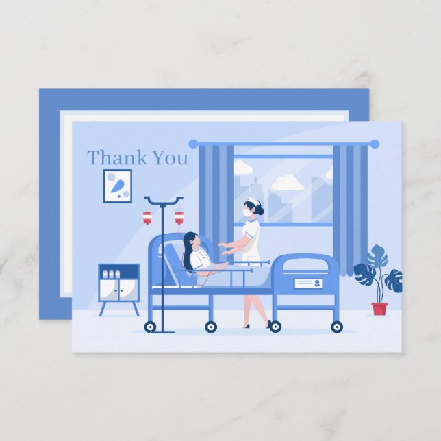 Cartão De Agradecimento enfermeira fofa adicionar sentimento (Frente/Verso)