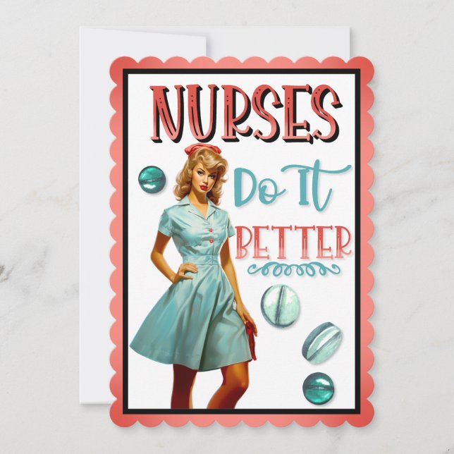 Cartão De Agradecimento Enfermeira Nostálgica Bonita Enfermeira Pinup Faz  (Frente)