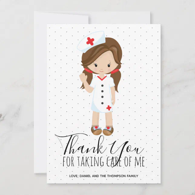 Cartão De Agradecimento Enfermeira Obrigado Personagem de desenho