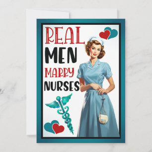 Cartão De Agradecimento Enfermeira Retro Pinup_ Real Men Casado Enfermeiro